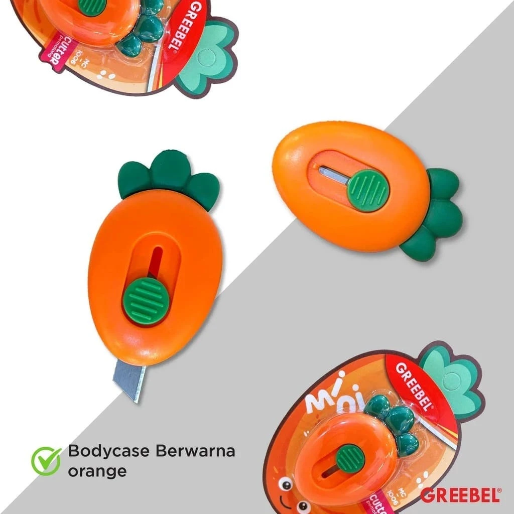 Cutter Greebel Mini MC-1006 / Pisau Pemotong Ukuran Mini / Kater Karakter Lucu Motif Wortel